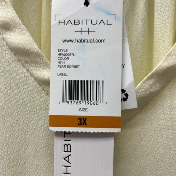 Habitual Womens Pear Sorbet Blouse 3X Lettuce Ruffled V-Neck Flowy Top - Picture 5 of 7